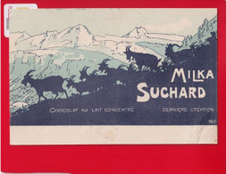 Carte CPA Publicitaire PUB Chocolat Lait  Milka Suchard Bouquetin Bouquteins Montagnes Mont Blanc ? Ombres Chinoises - Advertising