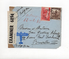 !!! CONGO BELGE, LETTRE PAR AVION DE IRUMU POUR BRUXELLES DE 1944 AVEC CENSURE - Cartas & Documentos