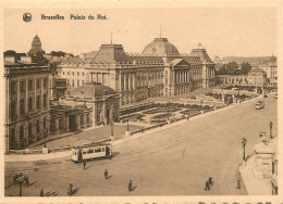Postcard Belgium Bruxelles Palais Du Roi Tram - Other & Unclassified