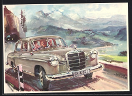 Künstler-AK Familie In Mercedes Benz 180 Unterwegs Im Gebirge  - Passenger Cars