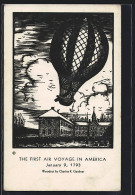 Künstler-AK First Air Voyage In America 1793  - Fesselballons