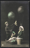 AK Kinder In Ballongondeln  - Balloons