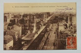 BOIS-COLOMBES - Quais De La Gare Et Rue Des Aubépines - Vue Vers Asnières (animée, Train, Voyagée 1915 ? - Colombes