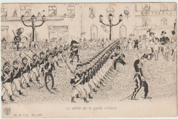CPA - BELGIQUE - BRUXELLES - MILITARIA - Le Défilé De La Garde Civique - ILLUSTRATEUR à Identifier - HUMORISTIQUE - 1906 - Other & Unclassified