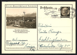 AK Traunstein I. Chiemgau, Ortsansicht, Ganzsache Lernt Deutschland Kennen  - Briefkaarten