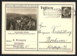 AK Tübingen, Neckarpartie Mit Schloss Und Bismarcksäule, Ganzsache Lernt Deutschland Kennen  - Postkarten