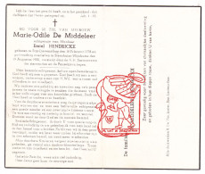 DP Marie Odile De Middeleer ° Sint-Lievens-Esse Herzele 1878 † Steenhuize-Wijnhuize 1950 X Emiel Hendrickx - Devotion Images