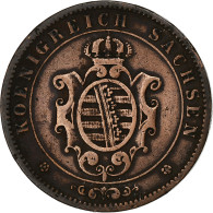 Etats Allemands, SAXONY-ALBERTINE, Johann, 5 Pfennig, 1864, Dresde, Cuivre, TTB - Groschen & Andere Kleinmünzen