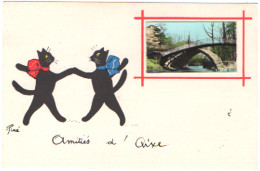 Illustrateur : RENE : Chat Noir : Amitiées D'Aixe - Deux Chats Noirs : Aixe Sur Vienne - Haute Vienne - Autres & Non Classés