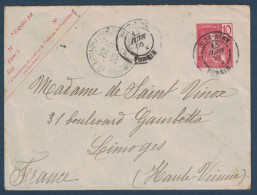 RARE CACHET " POSTE RURALE / PROVINCE DE NINH-BINH " Sur ENTIER POSTAL INDOCHINE CAD 1908 Pour LIMOGES FRANCE - Brieven En Documenten