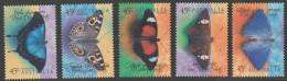 Australien: 1998, Mi. Nr. 1759-63, Schmetterlinge.  **/MNH - Papillons