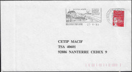 France 1992. Oblitération Belleville-sur-Loire. Centrale Nucléaire, Fleuve, Canal, église Saint Rémy - Atomo