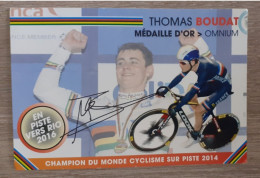 Autographe Thomas Boudat Champion Du Monde 2014 Omnium - Cycling