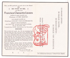 DP Francisca Lievens ° Sint-Lievens-Esse Herzele 1851 † 1945 X Livien Baeten Xx August Van Audenhove // Cauwel - Devotion Images