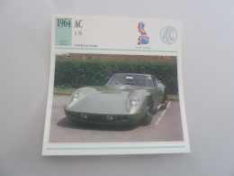 1964 - Voitures De Course - Ac - A 98 - Moteur V 8 Cylindres - Grande-Bretagne - Fiche Technique - - Andere & Zonder Classificatie