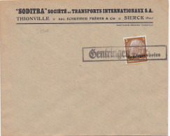 37200# HINDENBURG LOTHRINGEN LETTRE Obl GENTRINGEN KR DIEDENHOFEN GUENTRANGE THIONVILLE MOSELLE - Covers & Documents