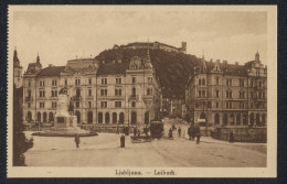 AK Ljubljana, Strassenpartie Mit Denkmal Und Strassenbahn  - Tranvía