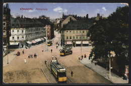 AK Chemnitz, Falkeplatz Mit Strassenbahn  - Tranvía