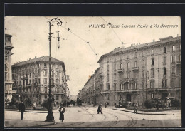 AK Milano, Piazza Giovane Italia E Via Boccaccio, Strassenbahn  - Tram