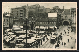 AK Trieste, Piazza Carlo Goldoni, Strassenbahn  - Tranvía