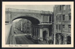 AK Genova, Ponte Monumentale, Strassenbahn  - Tramways