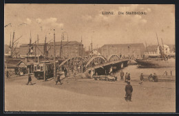 AK Libau, Die Stadtbrücke Mit Strassenbahn  - Tramways