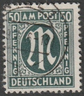 Bizone: 1945, Freimarke: Deutscher Druck, Mi. Nr. 32, 50 Pfg. "M" Im Oval.  Gestpl./used - Used