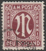 Bizone: 1945, Freimarke: Deutscher Druck, Mi. Nr. 33, 60 Pfg. "M" Im Oval.  Gestpl./used - Gebraucht