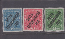 CSSR - CZECHOSLOVAKIA - 1919 - * / MLH - AUSTRIAN STAMPS WITH OVERPRINT - Mi. 55, 56, 57 -  SIGNED - GEPRÜPFT - Ungebraucht