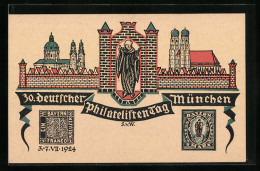 AK München, 30. Deutscher Philatelistentag 1924, Bayerische Briefmarken  - Francobolli (rappresentazioni)