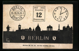 Künstler-AK Berlin, 12. 12. 1912 Um 12 Uhr 12 Minuten Und 12 Sekunden  - Astronomie