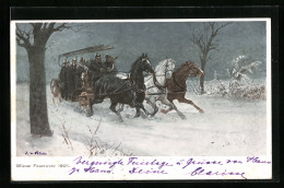 Künstler-AK Wiener Feuerwehr Im Jahr 1901 Im Schnee  - Bombero