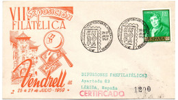 Carta Con Matasellos Commemorativo   Vendrell De 1959 - Covers & Documents