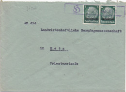 37207# HINDENBURG LOTHRINGEN LETTRE Obl HELLIMER MOSELLE METZ - Covers & Documents