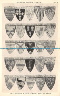 R116143 Shields From A XIIIth Century Roll Of Arms. Heralds College. London. Wat - Sonstige & Ohne Zuordnung