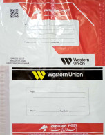 Pakistan : Postal Stationary Pak Post Plastic Envelope  "Limited Edition With Western Union Advertise" 2 Size M & L - Pakistán