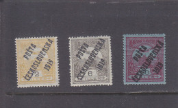 CSSR - CZECHOSLOVAKIA - 1919 - * / **  - HUNGARIAN STAMPS WITH OVERPRINT - Mi. 105, 107, 108      Yv. 66, 68, 69 - Nuovi