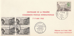 France Belgique 1963 Rare Carte Mixte Emission Commune Centenaire Union Postale France Belgium Mixed Card - Joint Issues