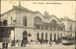 CPA Paris XV Vaugirard, Gare Montparnasse, Straßenbahn - Sonstige & Ohne Zuordnung