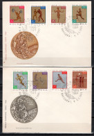 Poland 1965 Olympic Games Tokyo, Athletics, Weightlifting, Volleyball, Fencing Etc. Set Of 8 On 2 FDC - Summer 1964: Tokyo