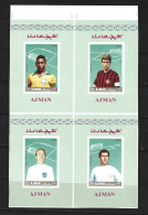 ● AJMAN 1968 ֍ Rivera Pelè Charlton Amancio ֍ Varietà: Non Rifilati / Non Perforati / Verde ●Champions Of Sport ● Soccer - Ajman