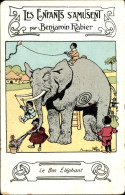 CPA Elefant, Schaukelndes Kind, Blumen, Benjamin Rabier - Sonstige & Ohne Zuordnung