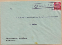 37214# HINDENBURG LOTHRINGEN LETTRE Obl HUNDLINGEN 31 Aout 1941 HUNDLING MOSELLE METZ - Brieven En Documenten