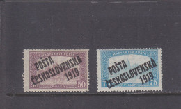 CSSR - CZECHOSLOVAKIA - 1919 - * / MLH  - HUNGARIAN STAMPS WITH OVERPRINT - Mi.  130, 131     Yv. 87, 88 - Nuovi