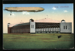 AK Leipzig, Luftschiffhalle, Luftschiff Zeppelin LZ 17 Sachsen  - Dirigibili