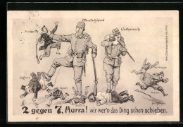Künstler-AK Ad. Hoffmann: Deutschland Und Österreich Gegen 7 Feinde  - Weltkrieg 1914-18