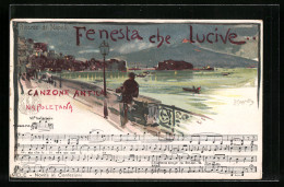 Lithographie Neapel / Napoli, Lied Fenesta Che Lucive, Blick Zum Vesuv  - Otros & Sin Clasificación