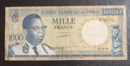 Billet 1000 Francs 1961 Congo Afrique - Repubblica Del Congo (Congo-Brazzaville)