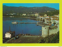 Haute Corse CALVI Le Port Vu De La Citadelle Bateau Cargo à Quai Et Voilier VOIR DOS Et Flamme En 1973 - Calvi
