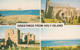 Greetings From Holy Island Multiview - Northumberland, Unused Postcard - Autres & Non Classés
